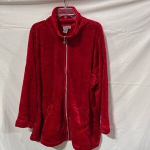 Catherines Plush Red Zip-Front Jacket